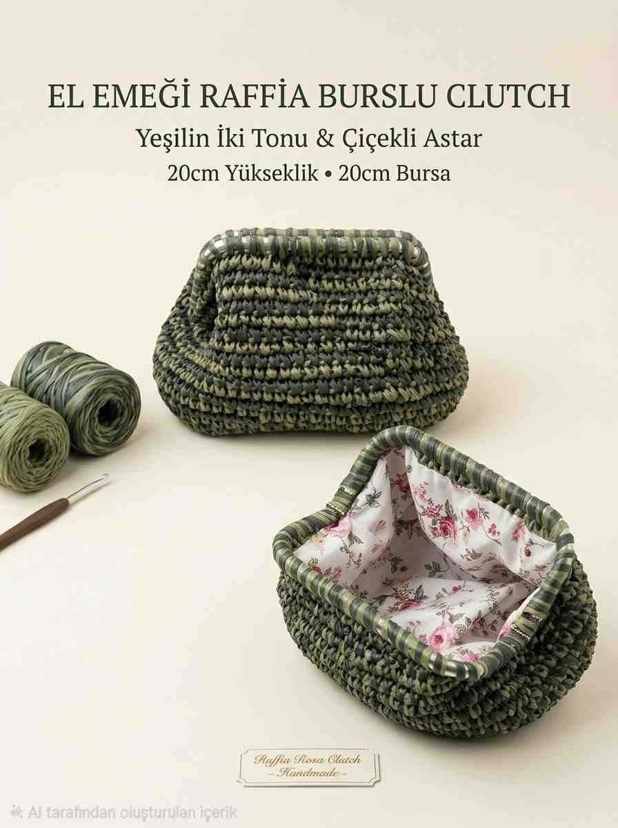 Sway El Örgüsü Yeşil Tonlu Burslu Clutch