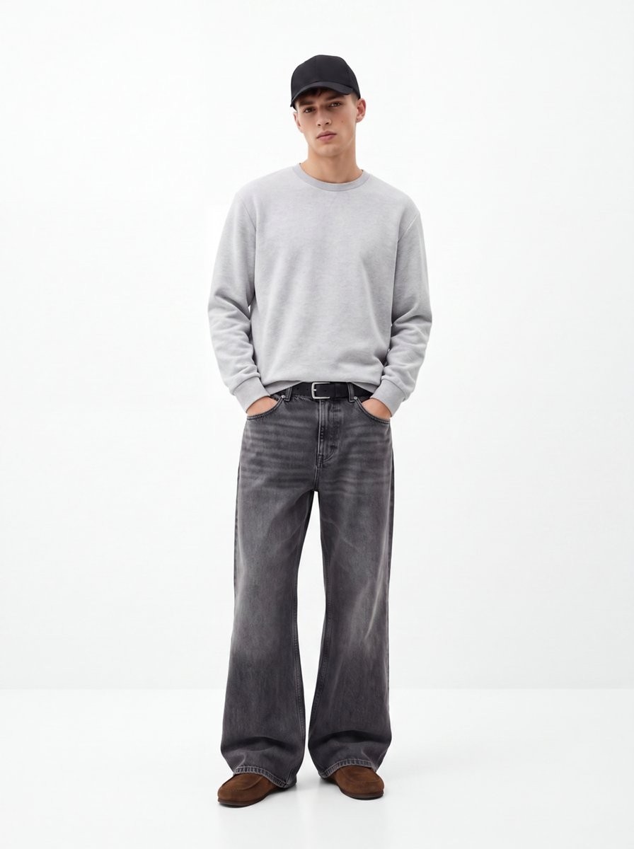 LTB Regular Fit Basic Bisiklet Yaka Gri Sweatshırt