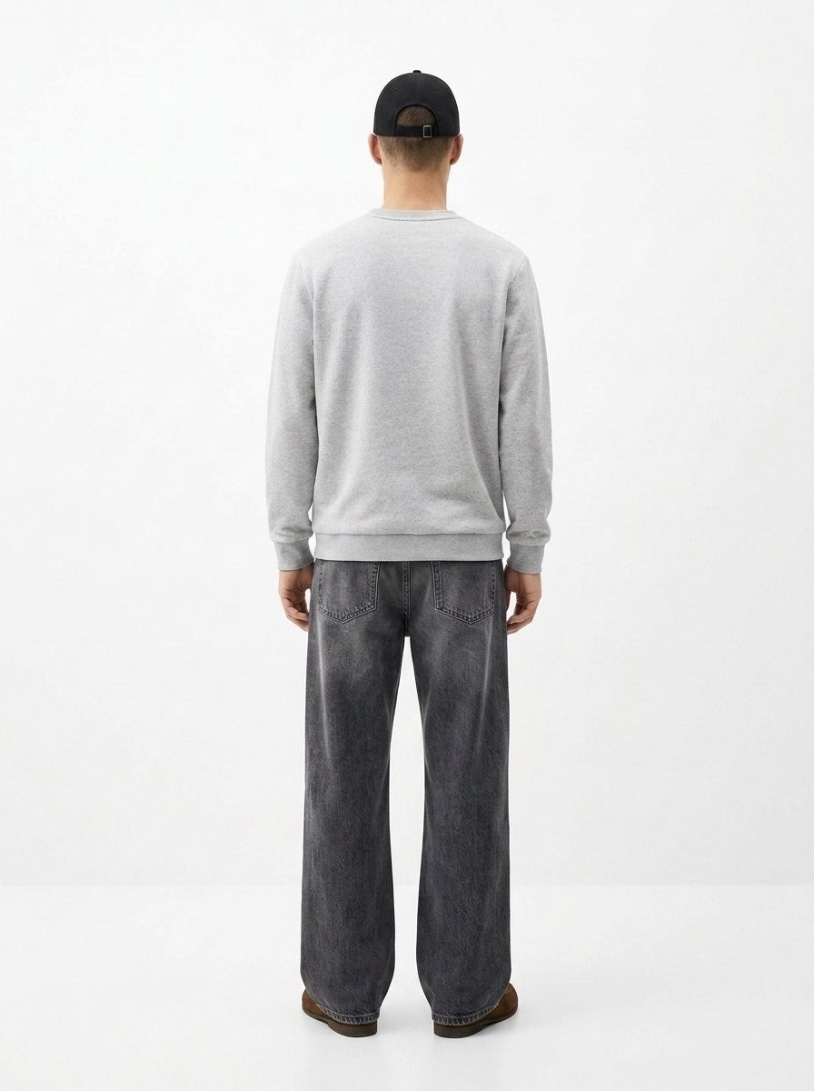 LTB Regular Fit Basic Bisiklet Yaka Gri Sweatshırt görsel 3