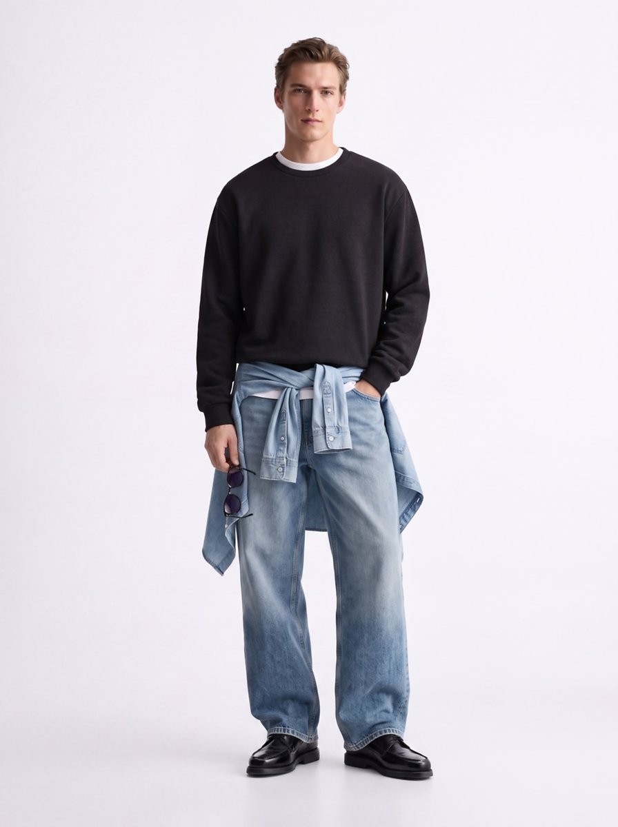 LTB Regular Fit Basic Bisiklet Yaka Antrasit Sweatshırt