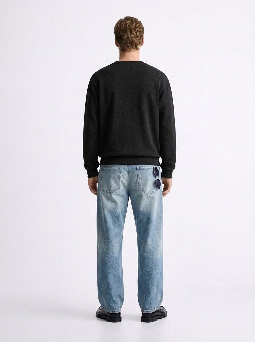 LTB Regular Fit Basic Bisiklet Yaka Antrasit Sweatshırt görsel 3