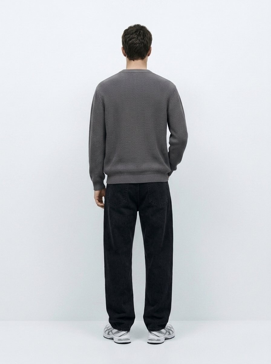 LTB Regular Fit Bisiklet Yaka Triko Gri Kazak görsel 2