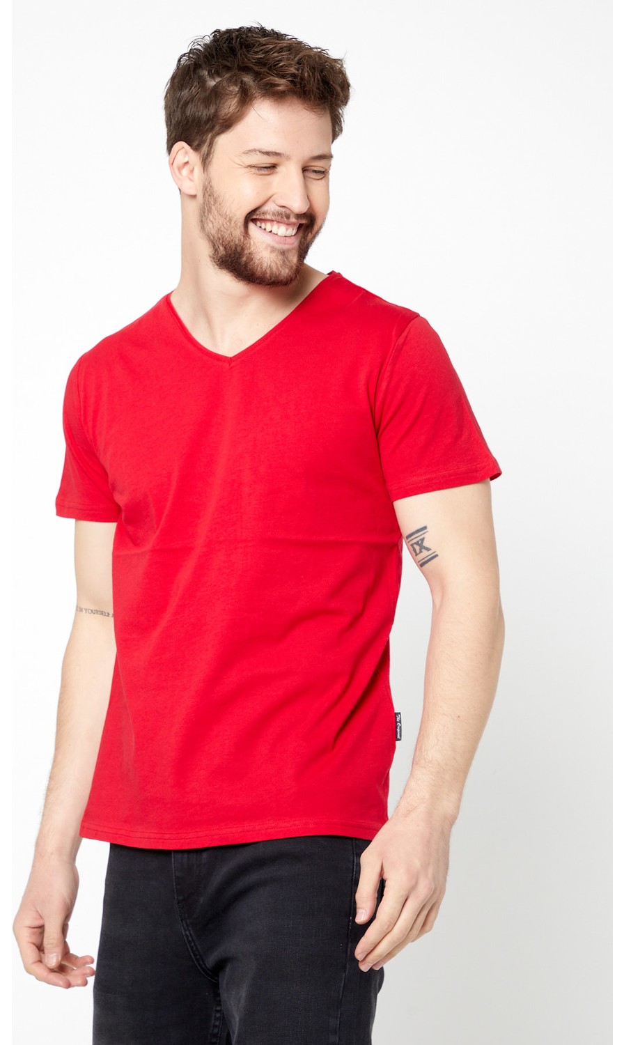 Mmetalic Metalıc Erkek Haki Pamuklu Kısa Kollu V Yaka T-Shirt görsel 2