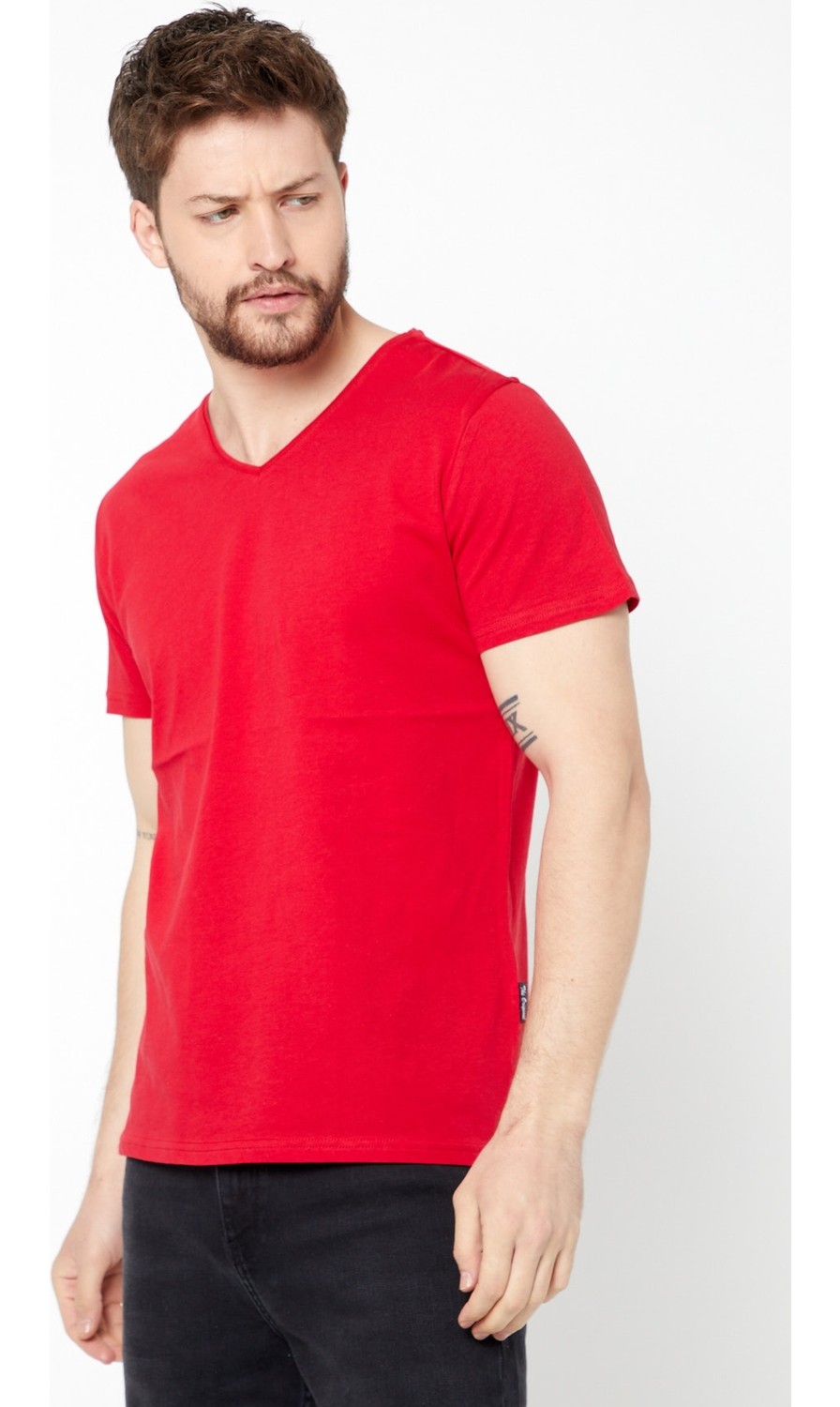 Mmetalic Metalıc Erkek Haki Pamuklu Kısa Kollu V Yaka T-Shirt görsel 6