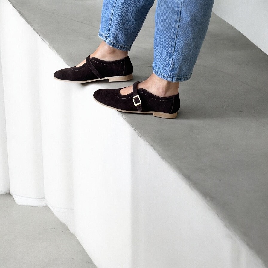 Ne&Ve Shoes Neve Shoes Kahve Süet Deri Tokalı Babet görsel 4