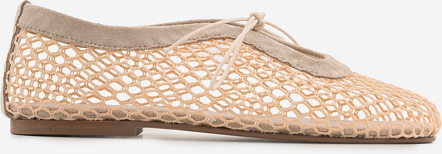Shoemark Fila Bej File & Suni Süet Kadın Babet görsel 6