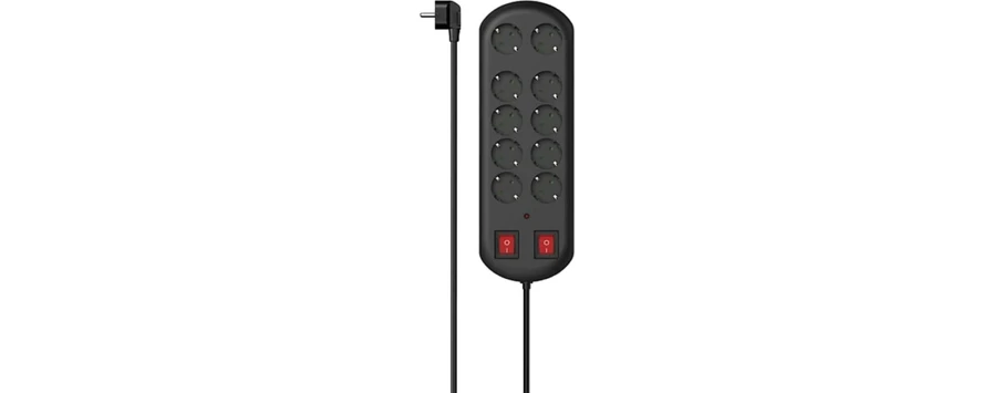 Resim Akım Korumalı Priz, 2 Switches, 2m, Siyah 