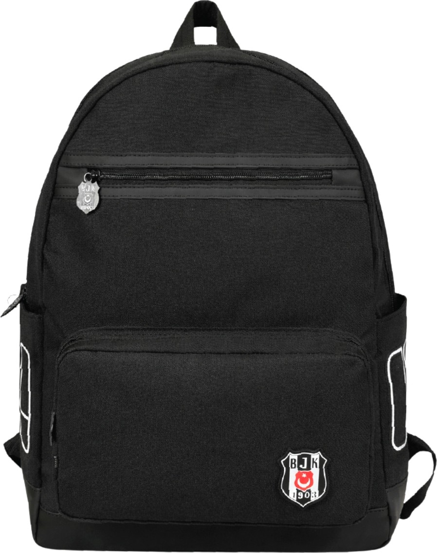 Beşiktaş Lisanslı Siyah Suni Deri Detaylı Sırt Çantası - 1903 Nakışlı Laptop Bölmeli Okul Çantası