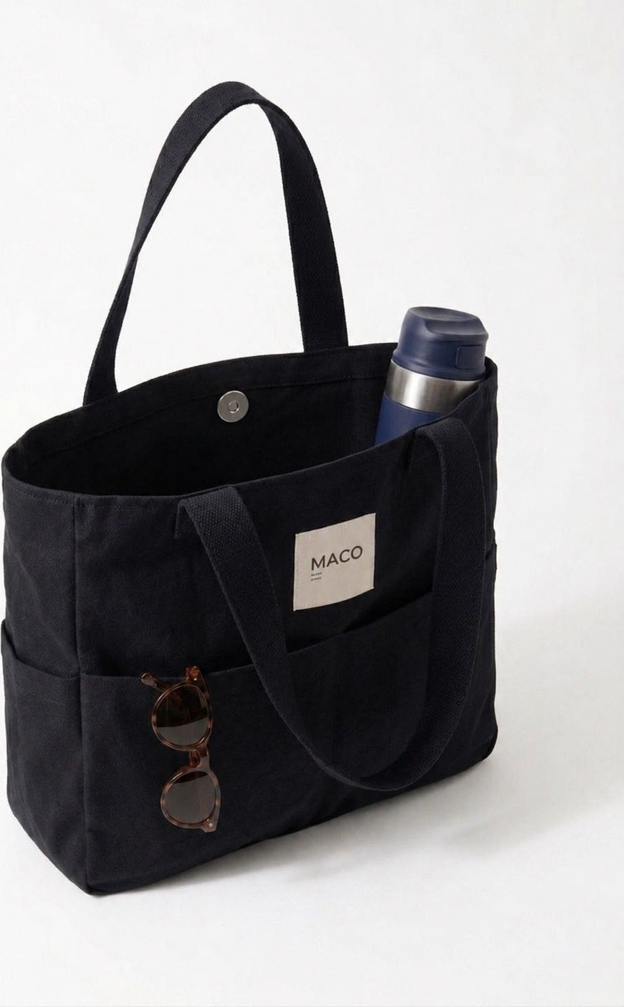 Maco Collection Kalın Gabardin Tote Bag Uzun Askılı Çok Cepli Geniş Omuz Çanta görsel 2