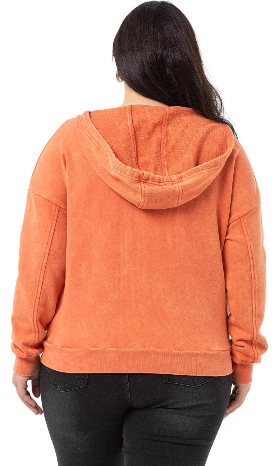 Disentis Modest Büyük Beden Degaje Kapüşonlu Yaka Cepli Parça Boyalı Üç Iplik Yeşil Sweatshirt görsel 3