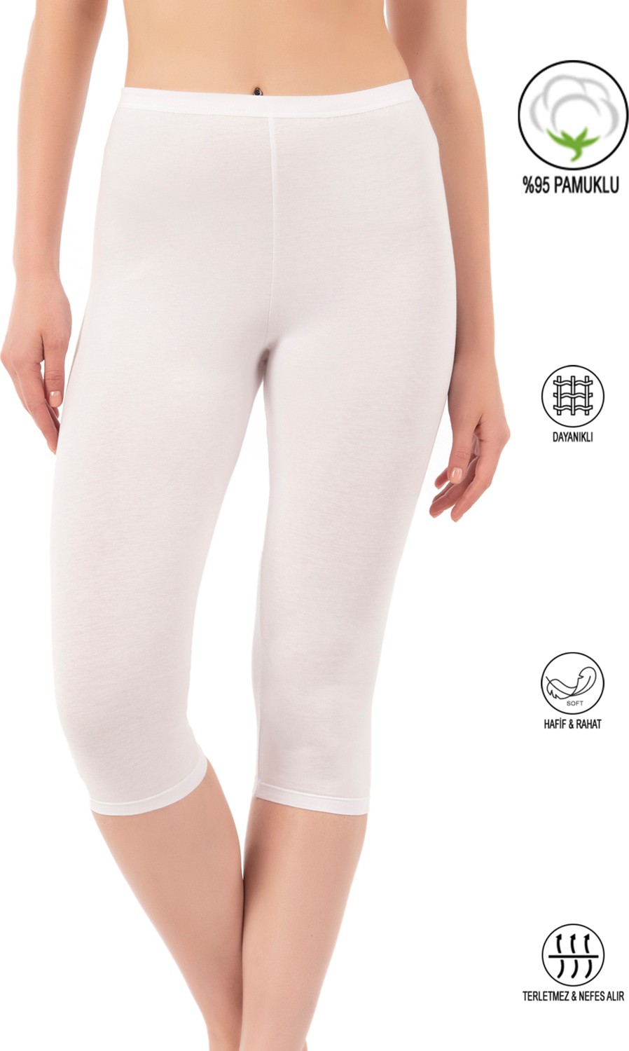 Özkan Underwear 0458 Kadın Pamuklu Likralı Süprem Kapri Tayt