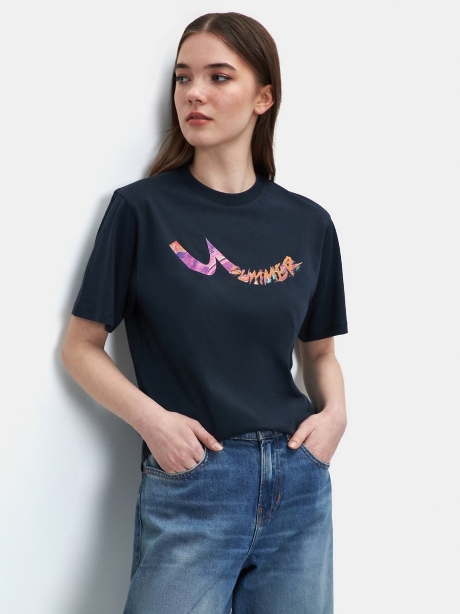 LTB GONOLA Renkli Logo Baskılı Relaxed Kadın T-shırt