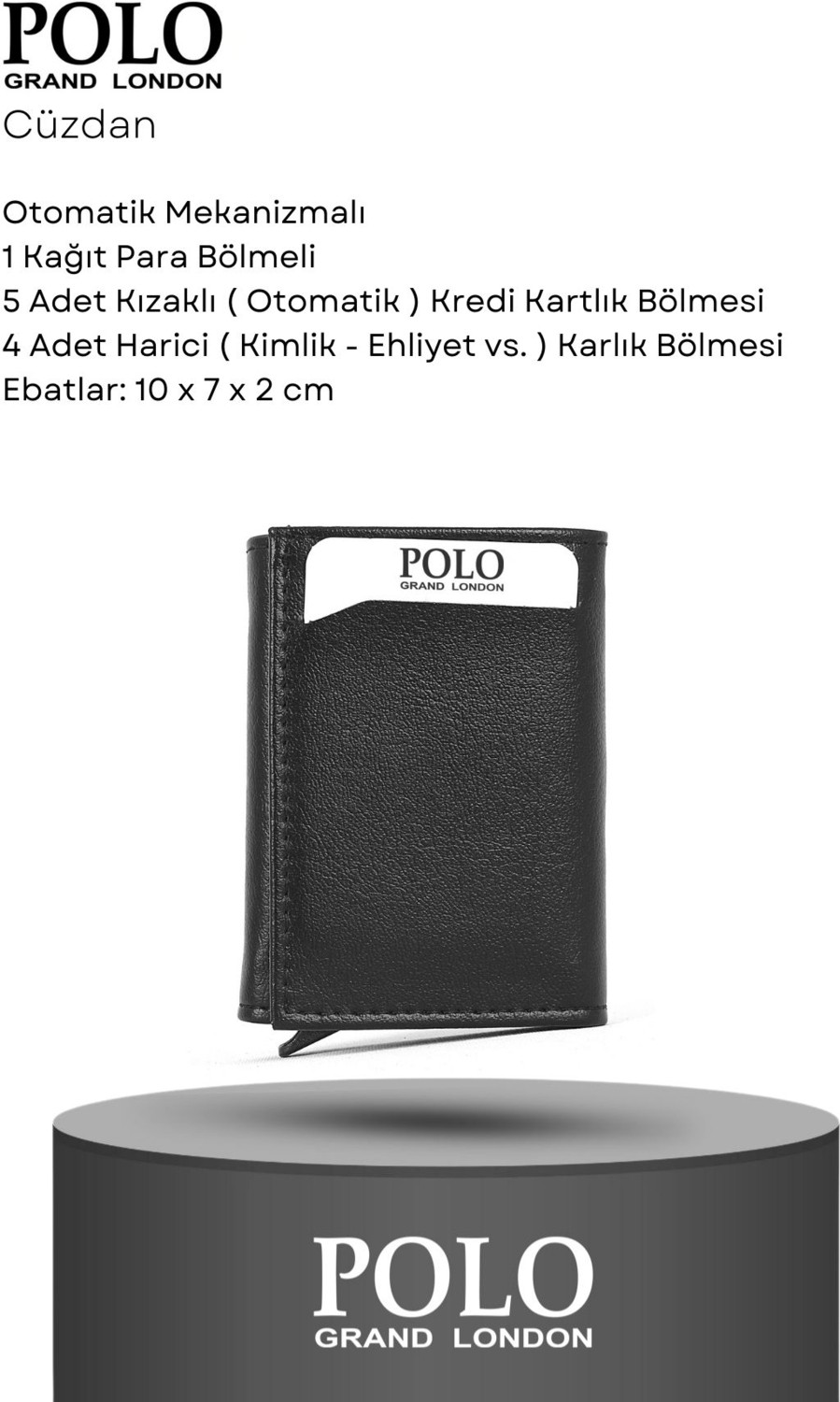 POLOGRAND London Erkek Kutulu 5'li Set Cüzdan Kemer Kartlık Parfüm Kol Düğmesi görsel 4
