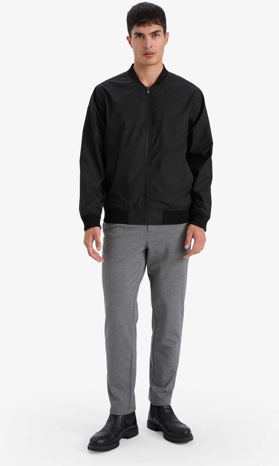 DeFacto Su İtici Slim Fit Bomber Kolej Yaka Fermuarlı Çift Cepli Mevsimlik Mont D7319AX26SP görsel 2