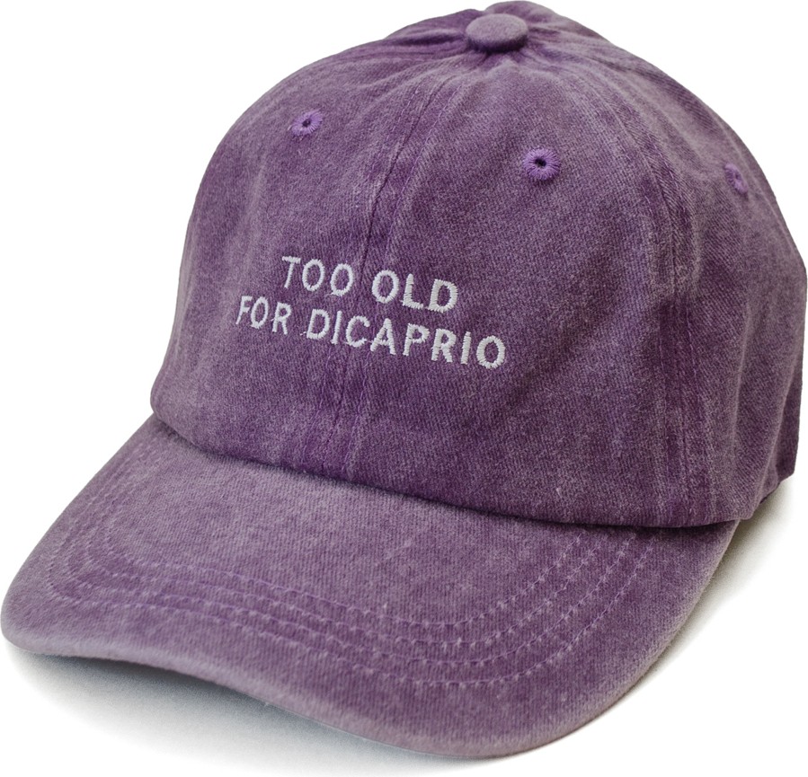 Nome Studio Nakışlı Şapka Mor Too Old For Dicaprio Yıkamalı Kumaşlı ve Yazı Nakışlı Şapka Pamuklu Siperlikli Ayarlı Şapka Günlük Tarz görsel 2
