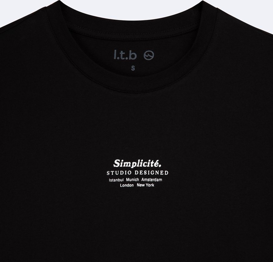 LTB Minimal Baskılı Relaxed Siyah T-Shırt görsel 3