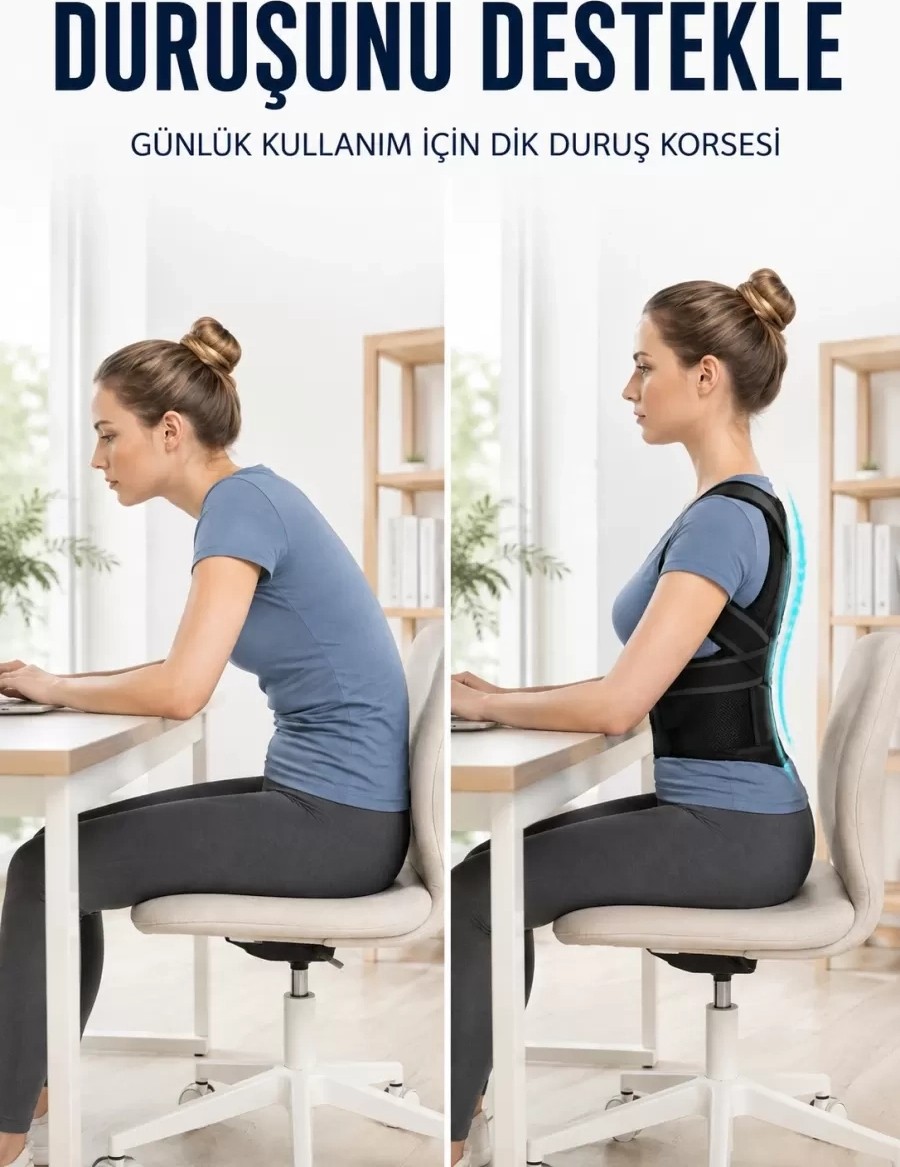 Nemere Ithalat Omuz Sırt Bel Destek Korsesi Fileli Dik Duruş ve Postür Destekleyici Korse