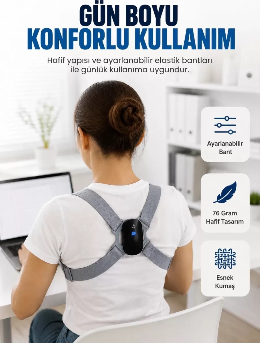 Midas Toptan Home Şarjlı Akıllı Dik Duruş Destek Aparatı Ayarlanabilir Omuz Bandı