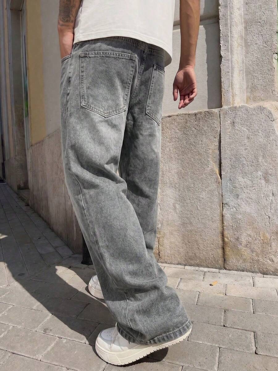 Wkm Erkek Baggy Yıkamalı Denim Jean Pantolon görsel 2