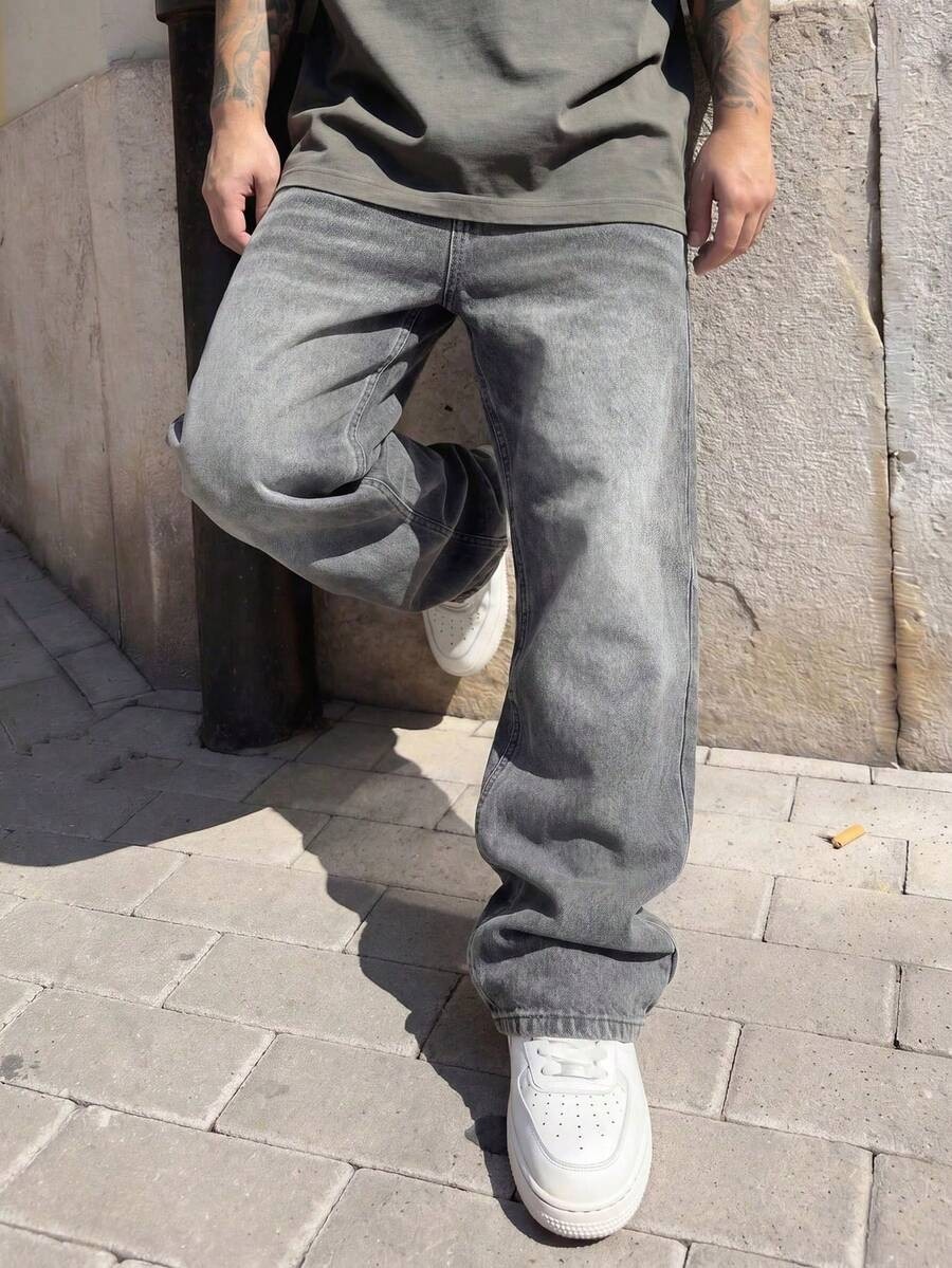 Wkm Erkek Baggy Yıkamalı Denim Jean Pantolon görsel 3