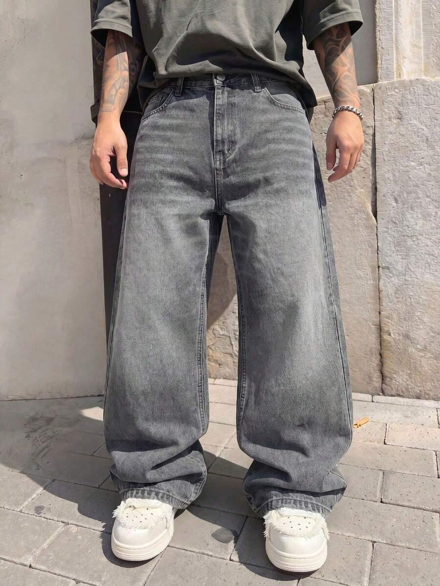 Wkm Erkek Baggy Yıkamalı Denim Jean Pantolon görsel 4