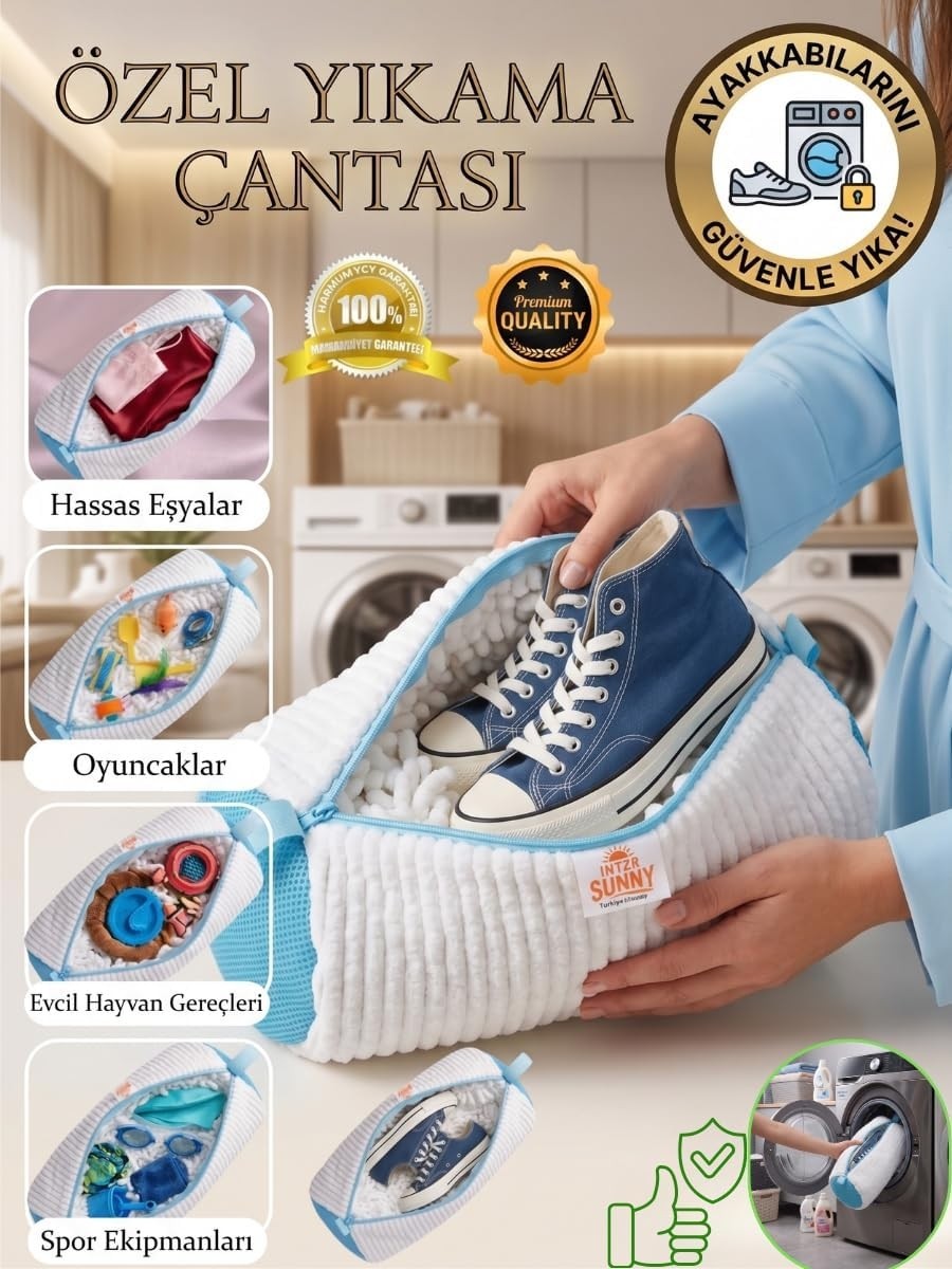 Çok Amaçlı Xl Büyük Boy Ayakkabı Yıkama Çantası Yıkama Torbası Fileli-Geliştirilmiş Kal görsel 2