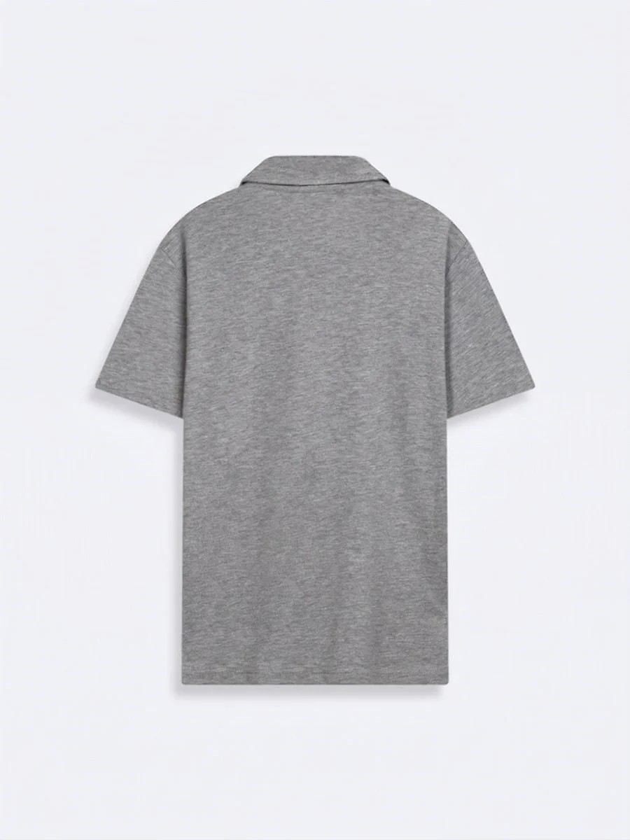 LTB Fermuarlı Pike Polo Yaka Gri T-Shırt görsel 2