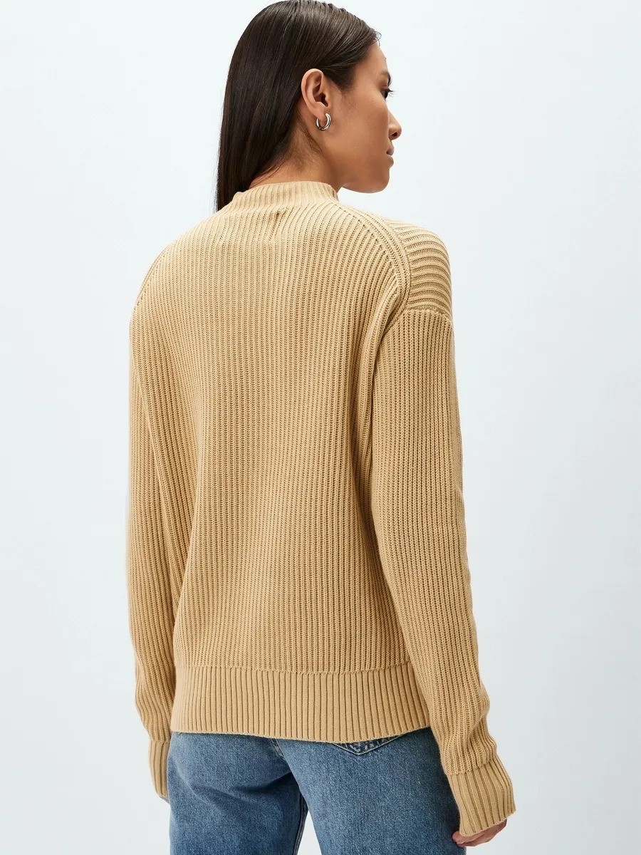 Calvin Klein Kadın / Kız Bej Calvin Klein Woven Label Loose Sw, Rae Kadın Bej Kazak görsel 3