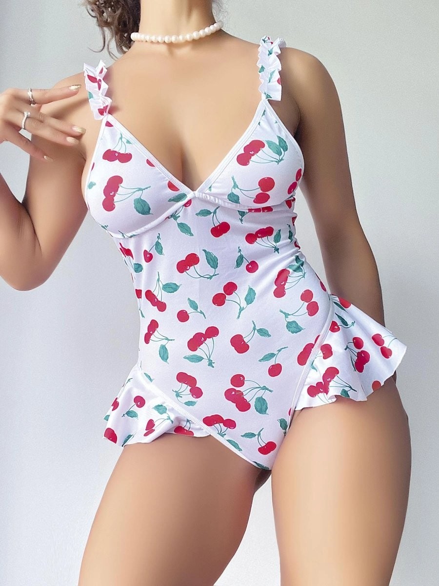 Beruflic Kadın Vişne Desenli Dantel Işlemeli Şık Body Under Moda görsel 5
