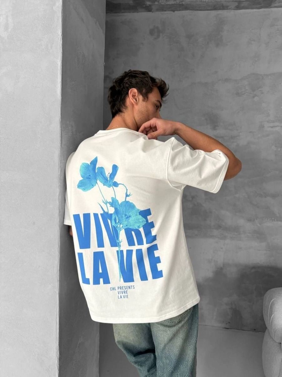 Fantastik Store Erkek Ön ve Arka Baskılı T-Shirt Kısa Kol Bisiklet Yaka Regular Fit Tişört - Beyaz görsel 5