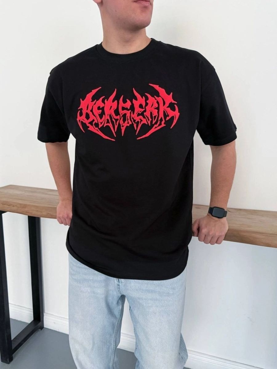 Fantastik Store Erkek Kısa Kol Yazlık Tişört Bisiklet Yaka Baskılı Oversize T-Shirt - Siyah görsel 4