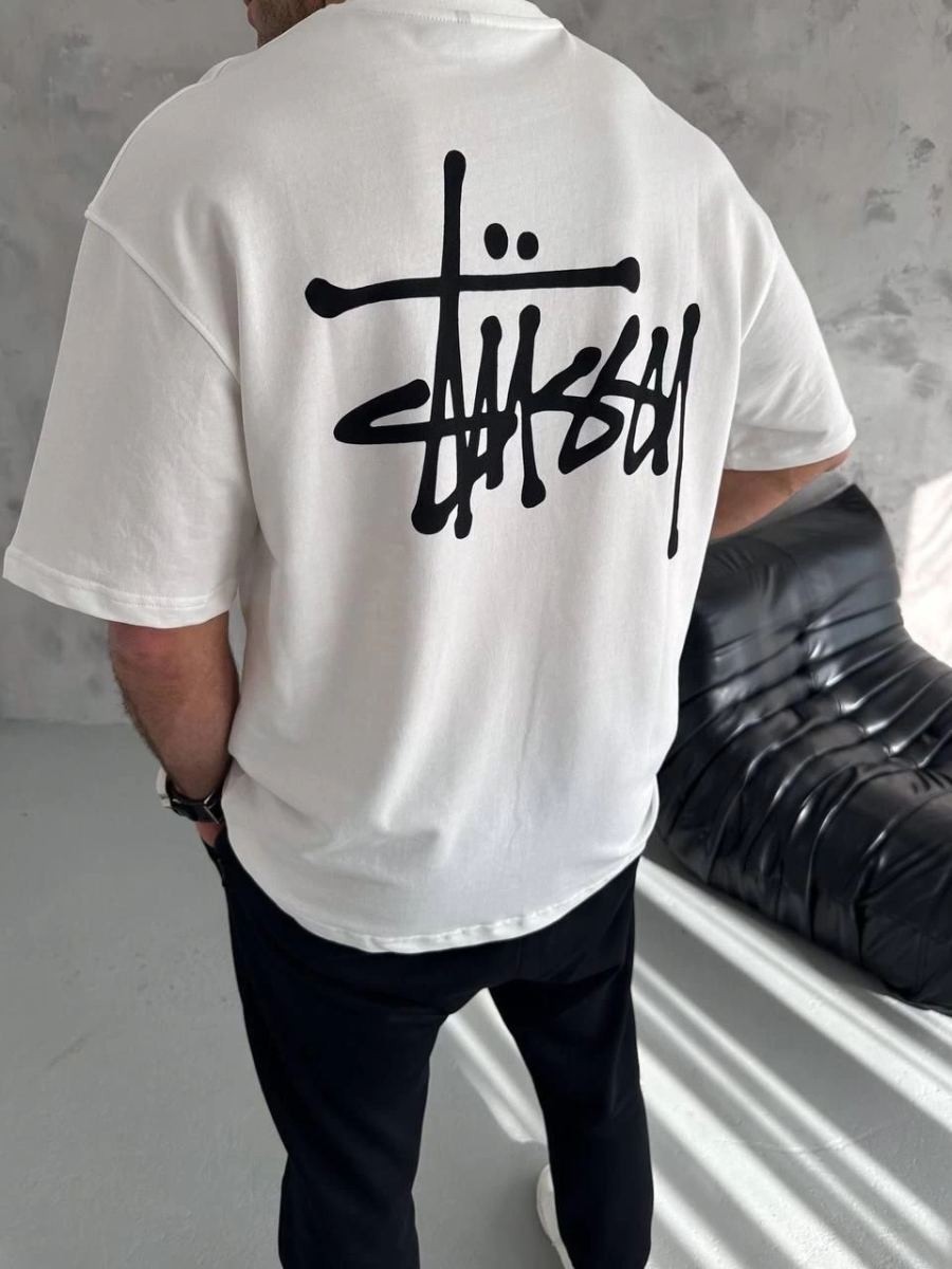 Fantastik Store Erkek Tişört Bisiklet Yaka Baskılı Oversize Kısa Kol T-Shirt - Beyaz görsel 2