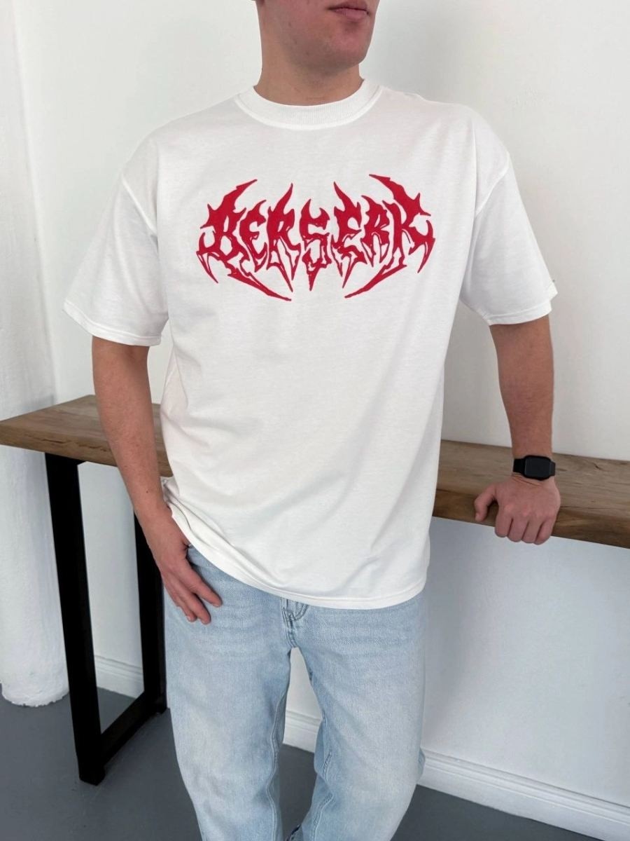 Fantastik Store Erkek Kısa Kol Yazlık Tişört Bisiklet Yaka Baskılı Oversize T-Shirt - Beyaz görsel 3