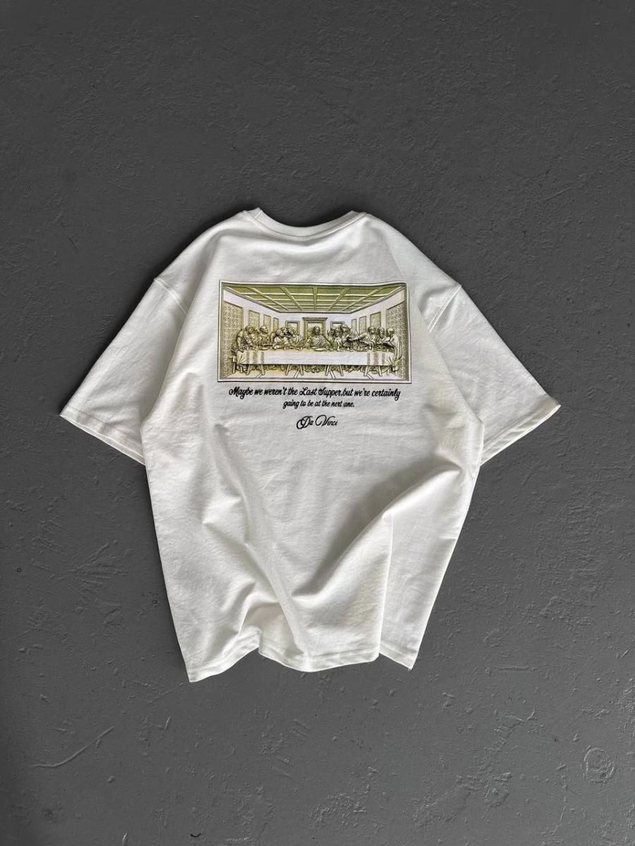 Fantastik Store Erkek Baskılı T-Shirt Kısa Kol Bisiklet Yaka Regular Fit Rahat Kalıp Günlük Tişört - Beyaz görsel 5