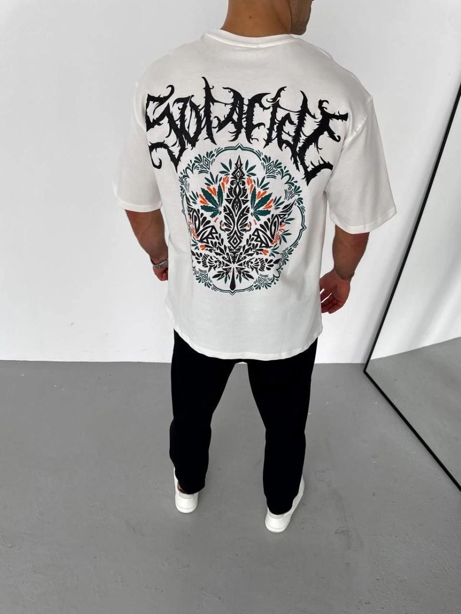 Fantastik Store Erkek Baskılı T-Shirt Kısa Kol Bisiklet Yaka Regular Fit Rahat Kalıp Günlük Tişört - Beyaz görsel 3