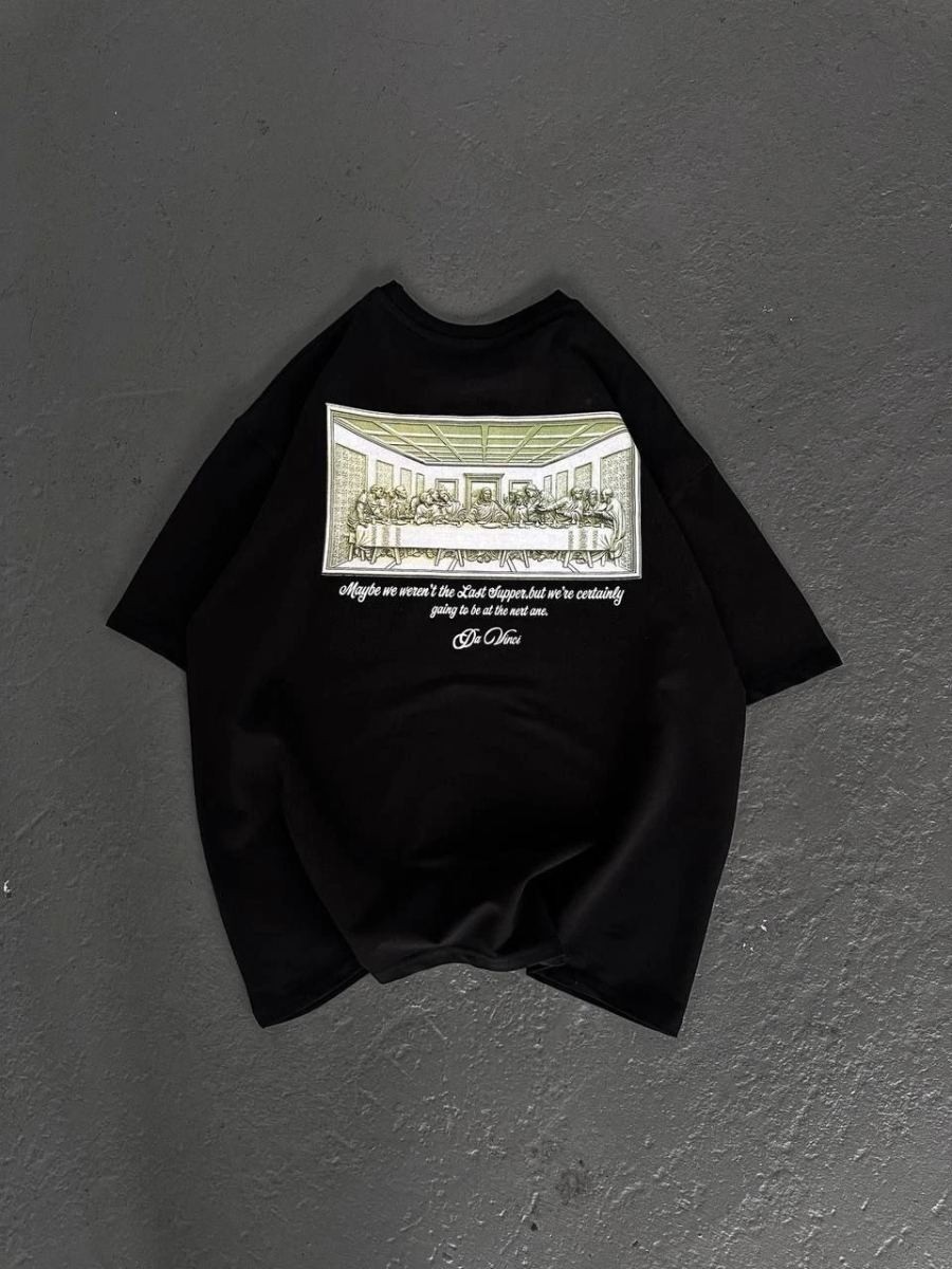 Fantastik Store Erkek Baskılı T-Shirt Kısa Kol Bisiklet Yaka Regular Fit Rahat Kalıp Günlük Tişört - Siyah görsel 5