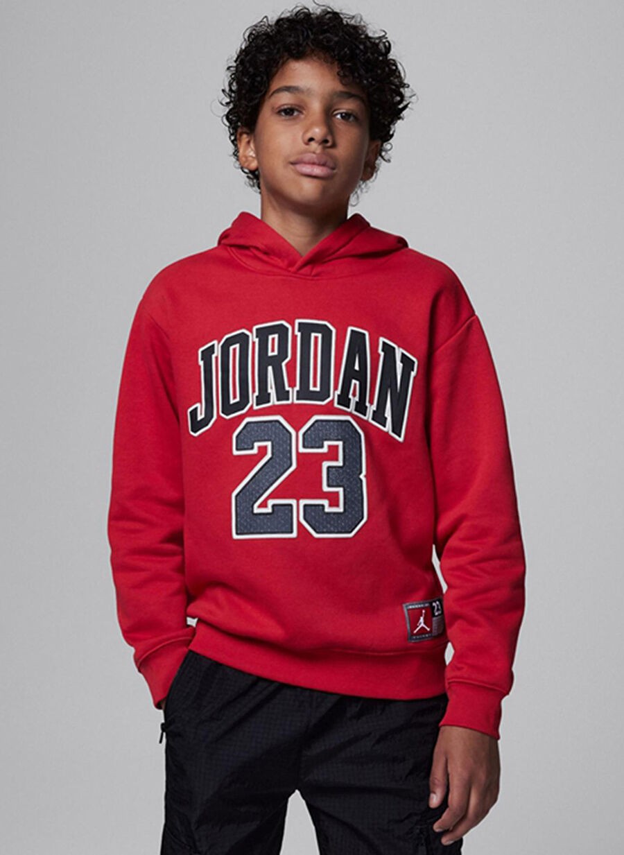 Nike Kapüşonlu Baskılı Kırmızı Erkek Çocuk Sweatshirt 95C479-R78 Jdb Jordan Hbr Flc Po Ho