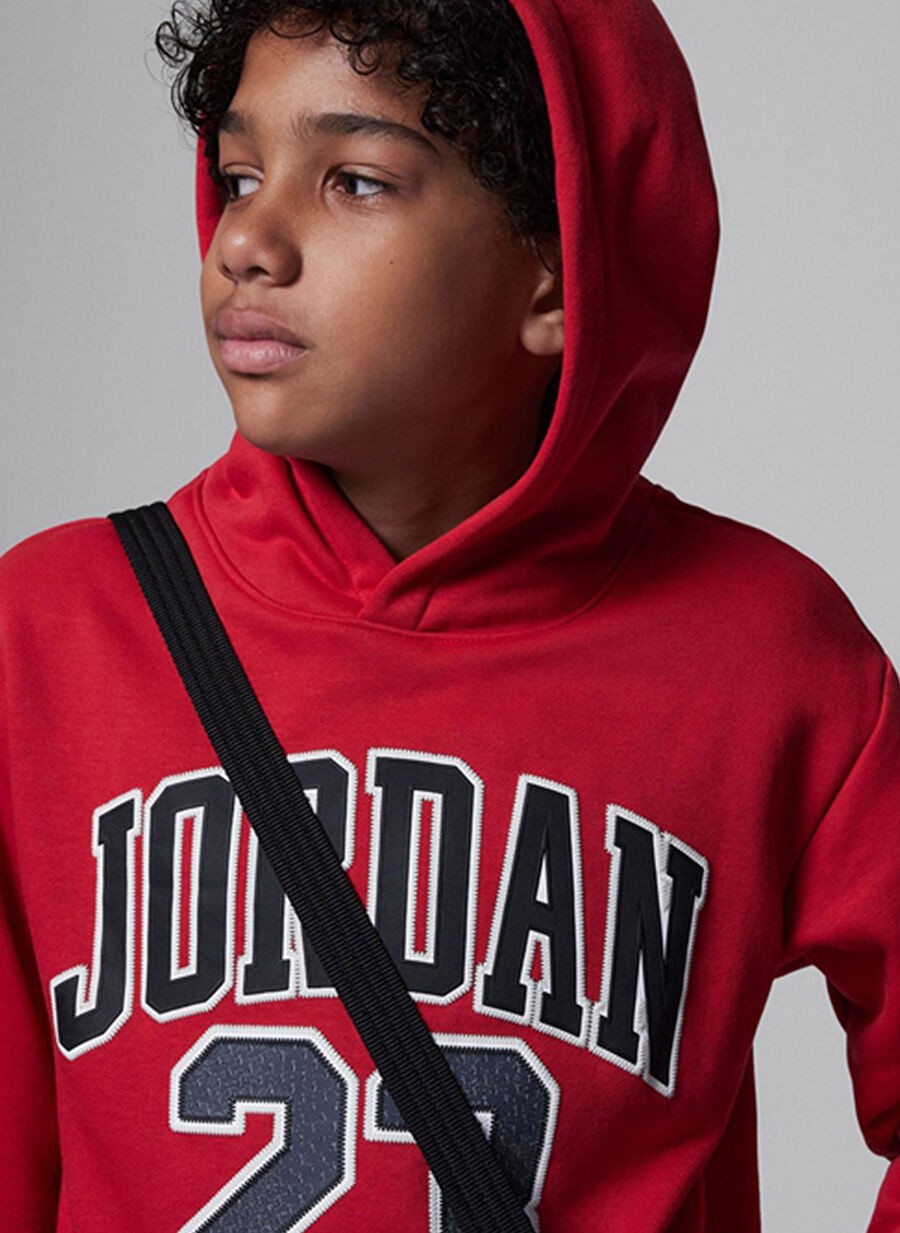 Nike Kapüşonlu Baskılı Kırmızı Erkek Çocuk Sweatshirt 95C479-R78 Jdb Jordan Hbr Flc Po Ho görsel 3