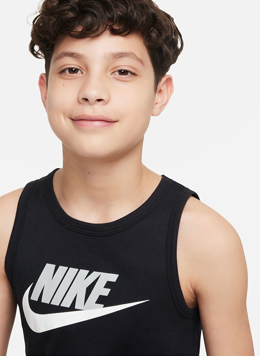 Nike Düz Siyah Erkek Çocuk Atlet FV5325-010-K Nsw Tank Essntl Hbr görsel 3