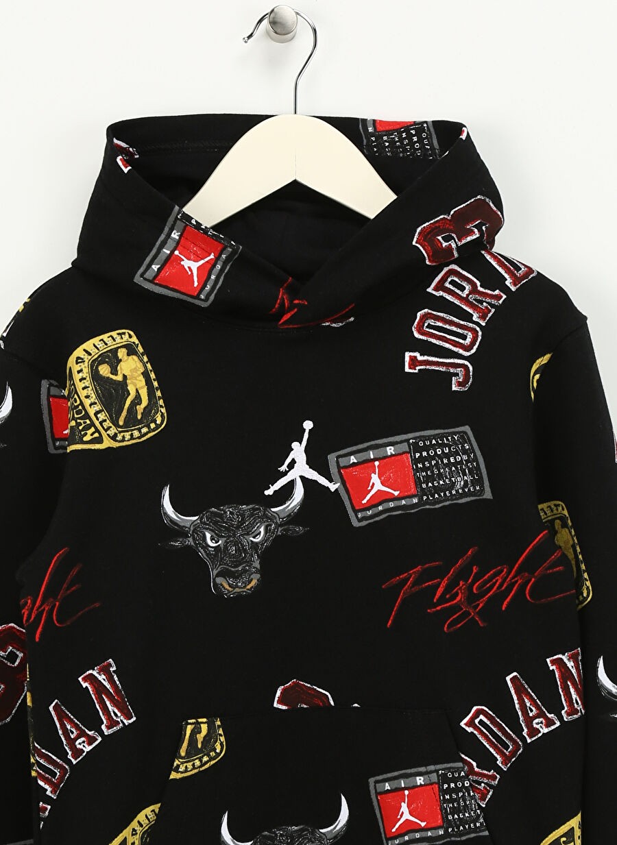 Nike Jdb Mj Essentıals Ft Aop Siyah Erkek Baskılı Erkek Siyah Sweatshırt 95D064-023 görsel 3