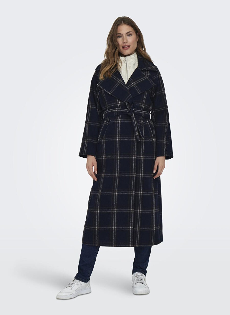 Only Lacivert Kadın Kaban Onlpatrıcıa Check Wool Coat Otw