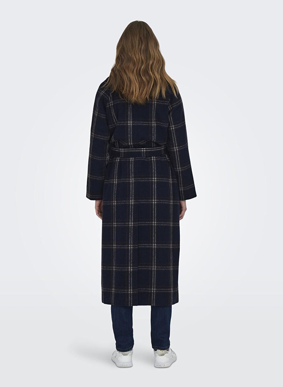 Only Lacivert Kadın Kaban Onlpatrıcıa Check Wool Coat Otw görsel 4