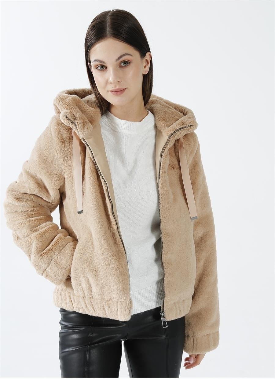 Only Kadın Siyah Kapüşonlu Uzun Kol Jacket 15260047 Düz Desenli Günlük Stil görsel 3