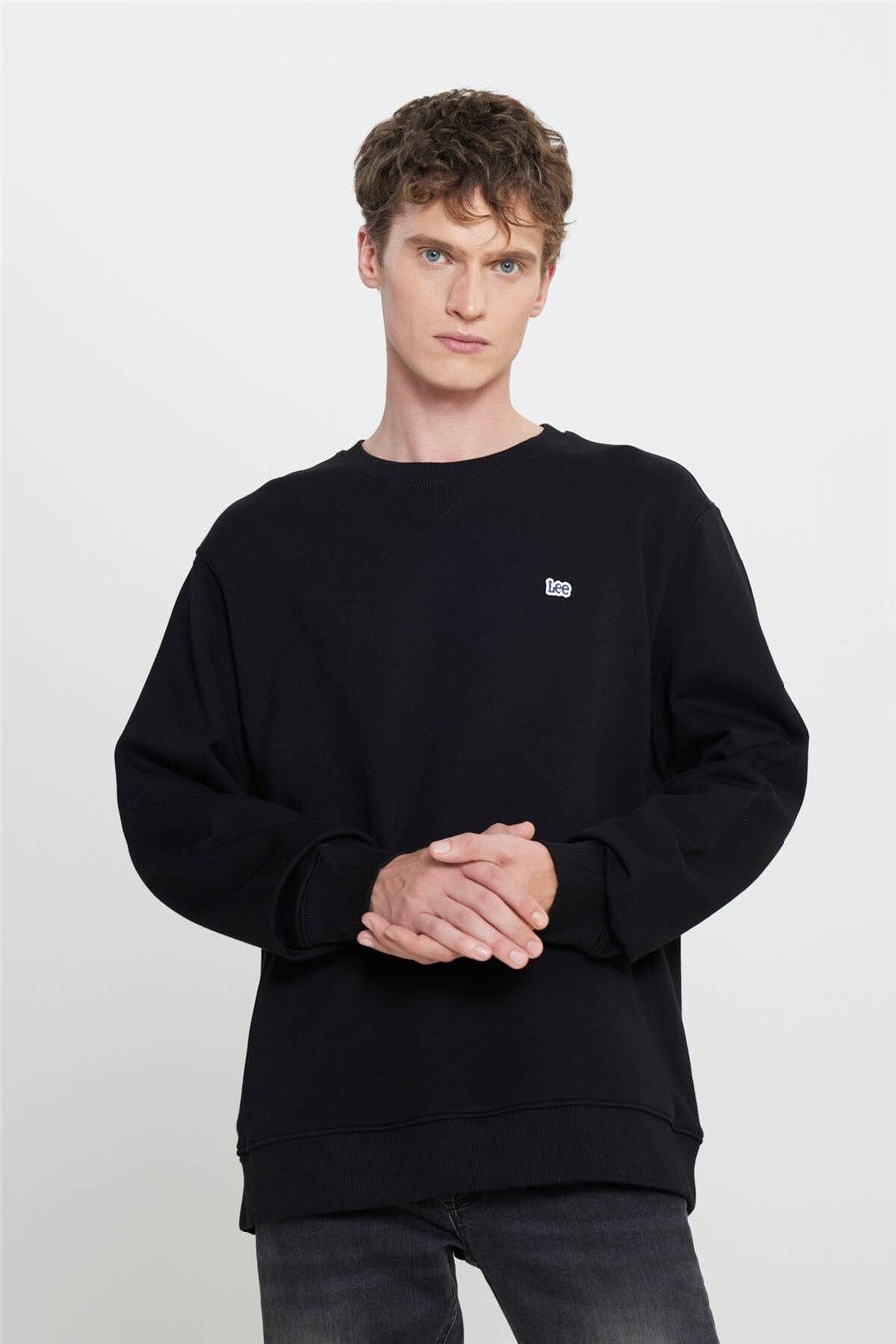 Lee Bisiklet Yaka Sweatshirt Siyah Erkek Sweatshirt görsel 5