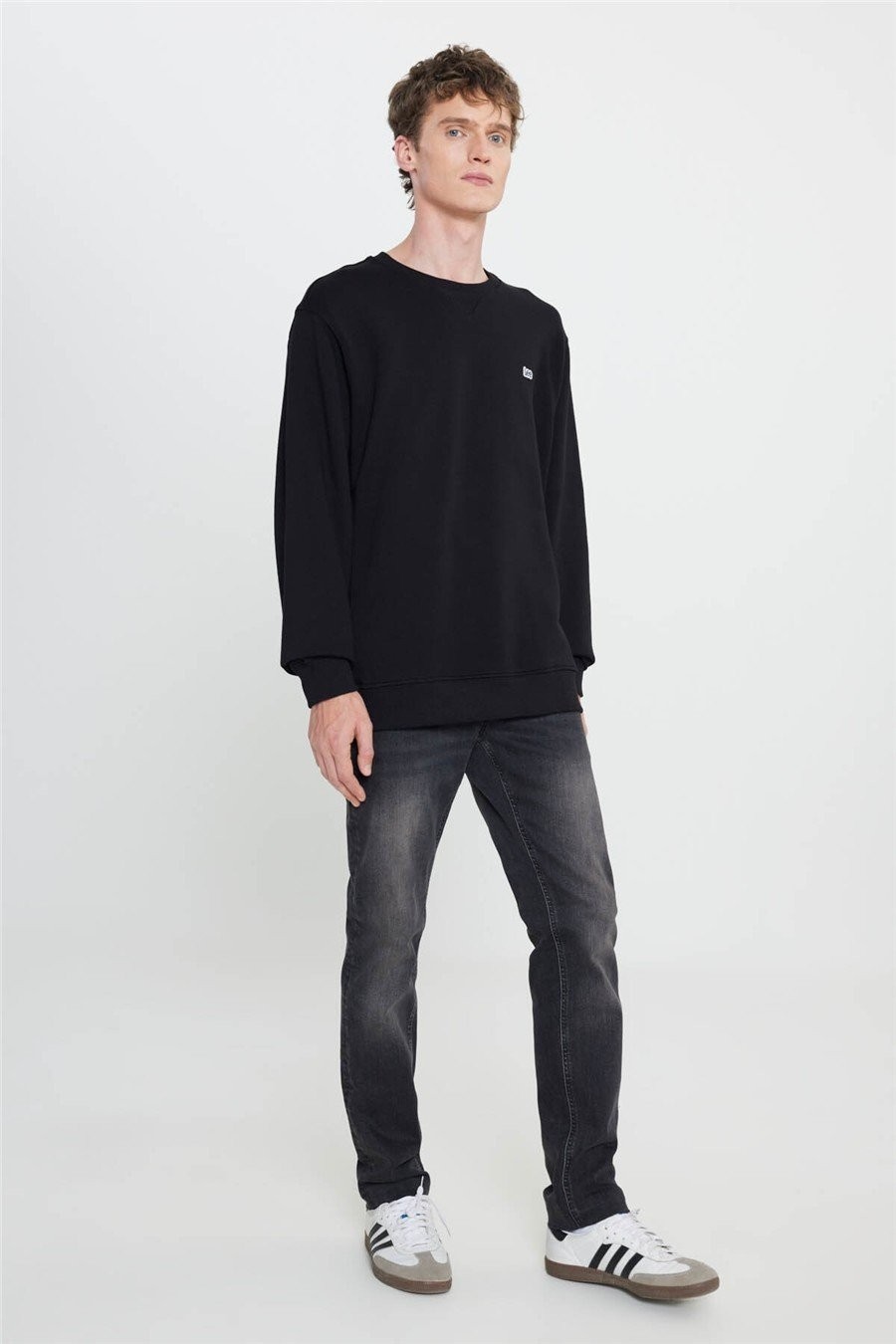 Lee Bisiklet Yaka Sweatshirt Siyah Erkek Sweatshirt görsel 7