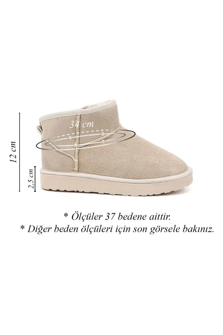 M Miel Kadın Bej Mini Süet Bot Düz Topuklu Günlük Kullanım için Şık ve Konforlu Tasarım görsel 5