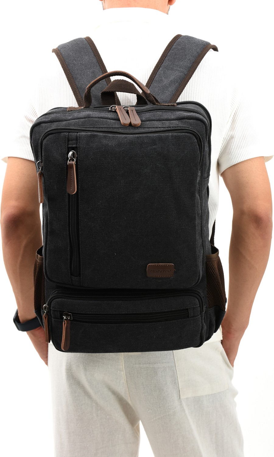 Byhakan EBA-8814 Kanvas Sırt Çantası Laptop Bölmeli Siyah Dayanıklı Büyük Boy Seyahat ve Okul Kullanımı