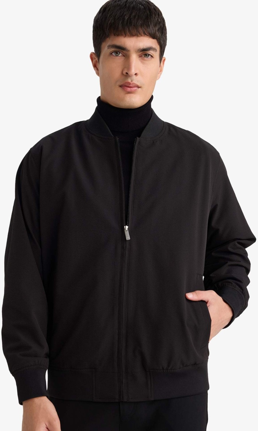 DeFacto Slim Fit Astarlı Fermuarlı Krinkıl Mont F9679AX26SP
