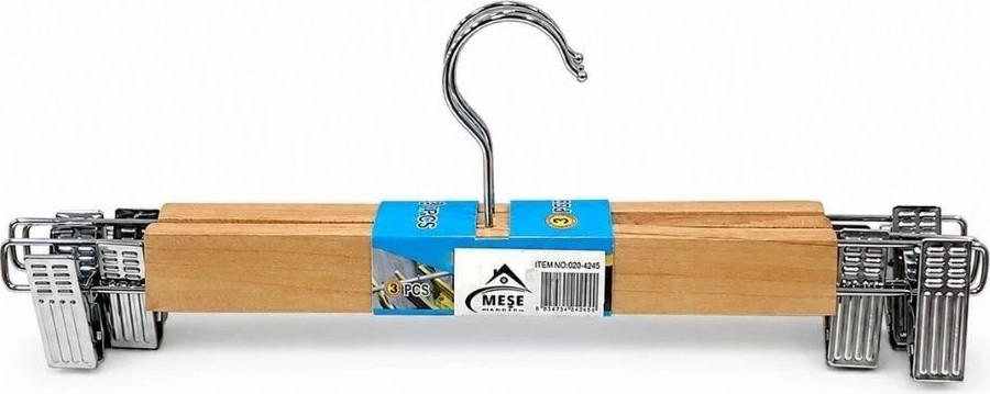 Just Cheap Store 3'li Ahşap Mandallı Etek Askısı 33 cm