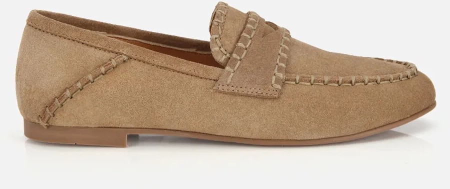 Hotiç Kadın Süet Deri Taba Dikiş Detaylı Günlük Loafer